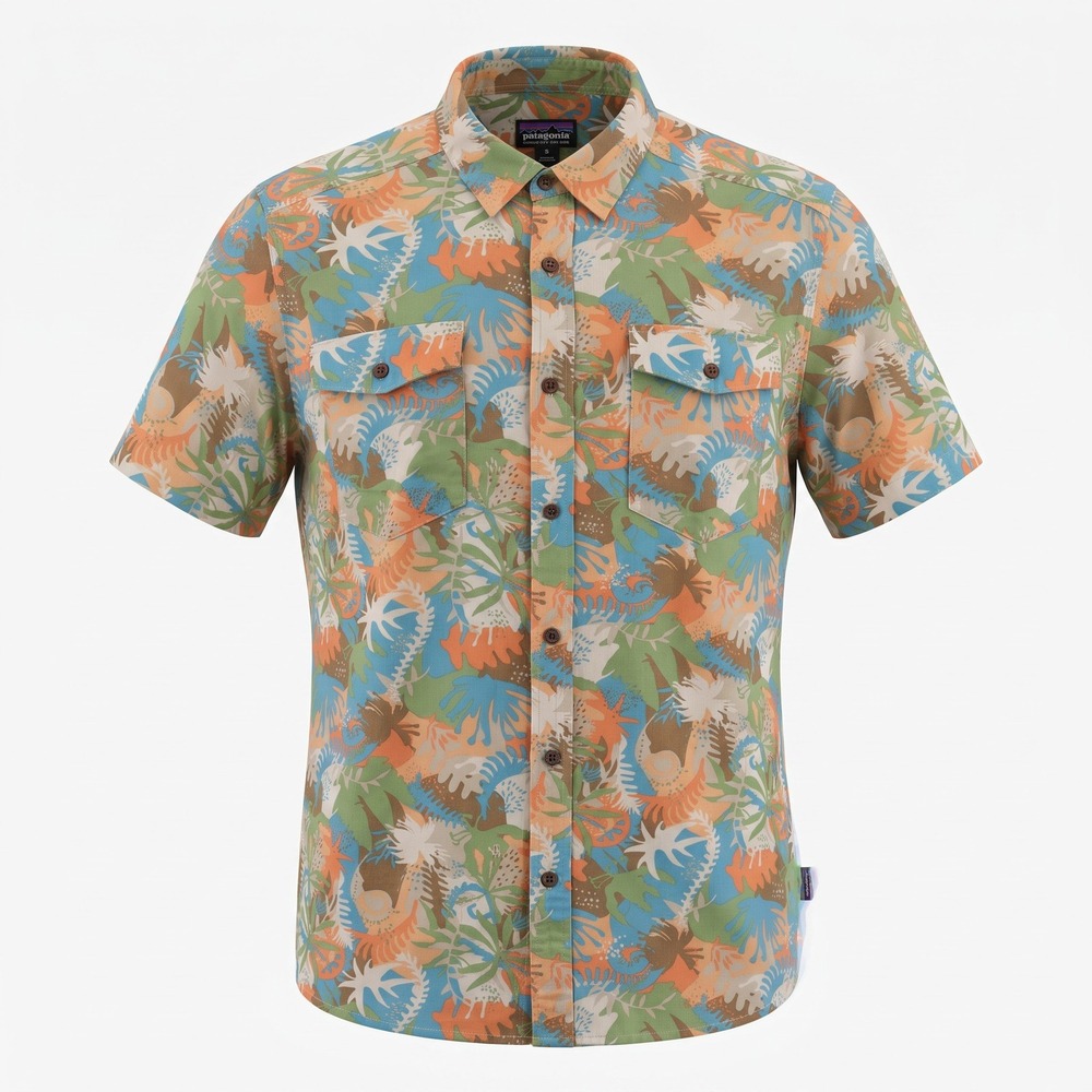 Patagonia Steersman Shirt Mens Medium Multi Color Tropical Botanical Print